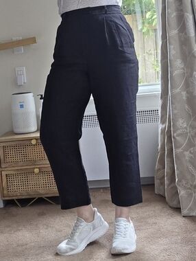 Talbots Black Irish Linen Pants Women’s Size 8 Straight Leg High Rise Summer